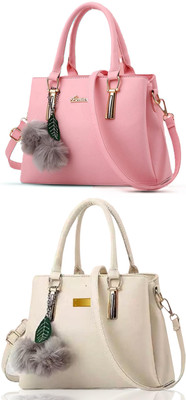 KSC Women Pink, White Handbag