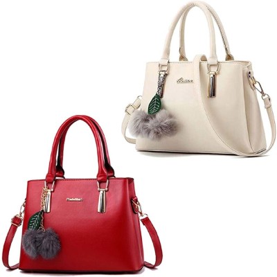 DAYALAXMI FASHIION Women Red, White Hand-held Bag(Pack of: 2)