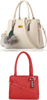 Plama Women White, Red Handbag