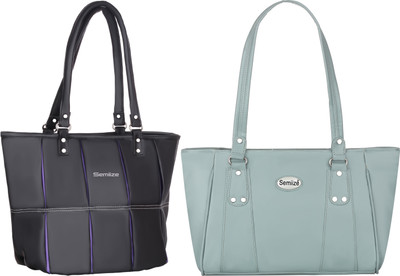 semiize Women Black, Green Shoulder Bag(Pack of: 2)