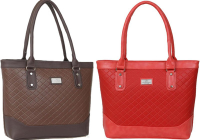 Lazzaroo Women Brown, Red Shoulder Bag(Pack of: 2)