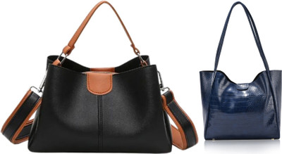 Trendycraft Women Black, Blue Sling Bag(Pack of: 2)