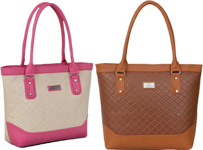 Lazzaroo Women Beige, Pink, Tan Shoulder Bag(Pack of: 2)