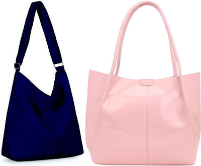 Trendycraft Women Pink, Blue Handbag(Pack of: 2)