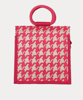 Jute Tree Women White, Pink Hand-held Bag