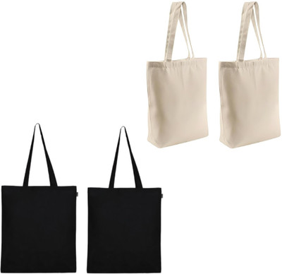 prageet Women White, Black Tote(Pack of: 4)