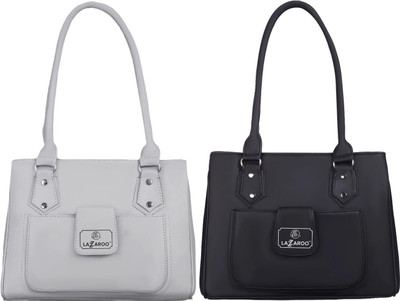 Lazzaroo Women Grey, Black Shoulder Bag(Pack of: 2)
