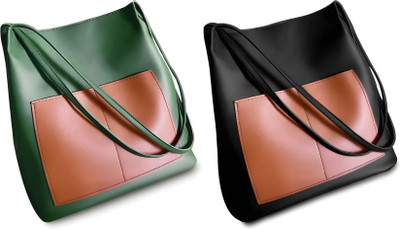 Trendycraft Women Black, Green Shoulder Bag(Pack of: 2)