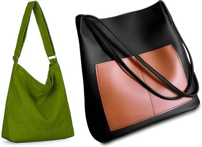 Trendycraft Women Green, Black Sling Bag(Pack of: 2)