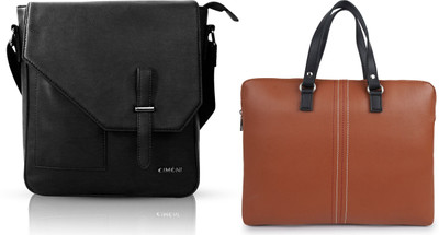CIMONI Men & Women Tan, Black Messenger Bag(Pack of: 2)
