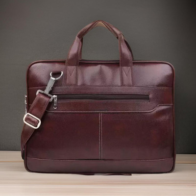 JairaJ Unisex Synthetic Leather Laptop Shoulder Messenger Bag men women Waterproof Messenger Bag(Brown, 635 L)