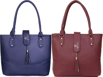 Lazzaroo Women Blue, Maroon Shoulder Bag(Pack of: 2)