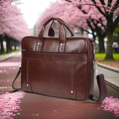JairaJ hand Messenger laptop Bag Men & Women - Extra Spacious Synthetic Leather Waterproof Messenger Bag(Brown, 1104 L)