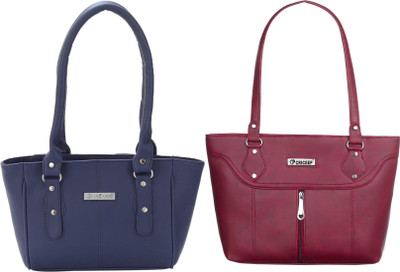 Lazzaroo Women Blue, Maroon Shoulder Bag(Pack of: 2)