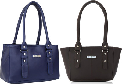 Lazzaroo Women Blue, Brown Shoulder Bag(Pack of: 2)