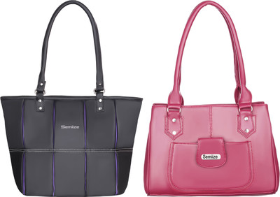 semiize Women Maroon, Black Shoulder Bag(Pack of: 2)