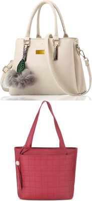 Plama Women White, Maroon Handbag