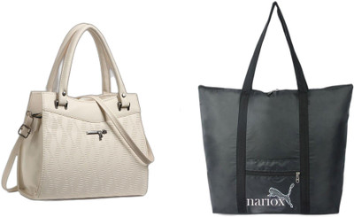 Nariox Women White, Black Handbag(Pack of: 2)