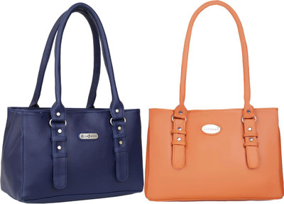 Lazzaroo Women Blue, Tan Shoulder Bag(Pack of: 2)