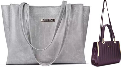 Trendycraft Women Grey, Purple Shoulder Bag(Pack of: 2)