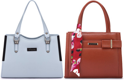 Trendycraft Women Blue, Tan Handbag(Pack of: 2)