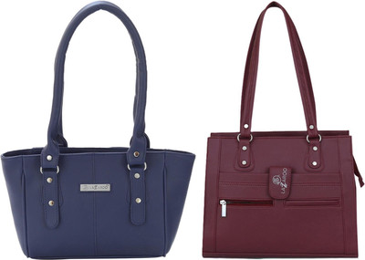 Lazzaroo Women Blue, Maroon Shoulder Bag(Pack of: 2)
