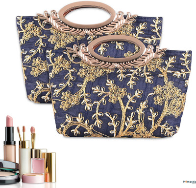 HOMESTIC Women Blue Handbag(Pack of: 2)