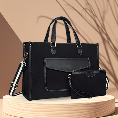 Womanix Women Black Handbag(Pack of: 2)