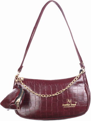 Leather Land Women Maroon Shoulder Bag