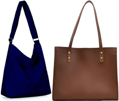 Trendycraft Women Blue, Tan Shoulder Bag(Pack of: 2)