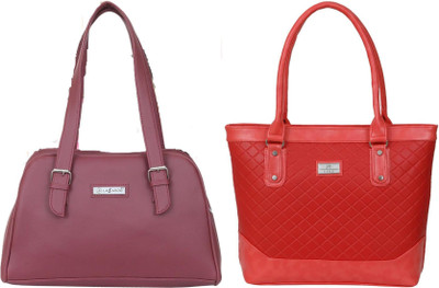 Lazzaroo Women Maroon, Red Shoulder Bag(Pack of: 2)