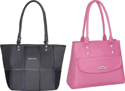 semiize Women Pink, Black Shoulder Bag(Pack of: 2)