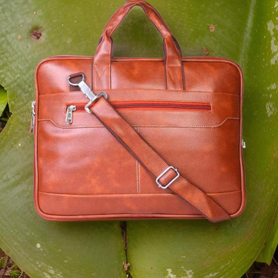 JairaJ Unisex Synthetic Leather Laptop Shoulder Messenger Bag men women Waterproof Messenger Bag(Tan, 194 L)