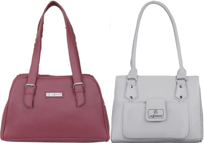 Lazzaroo Women Maroon, Grey Shoulder Bag(Pack of: 2)