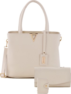 Mark & Keith Women White Hand-held Bag(Pack of: 3)