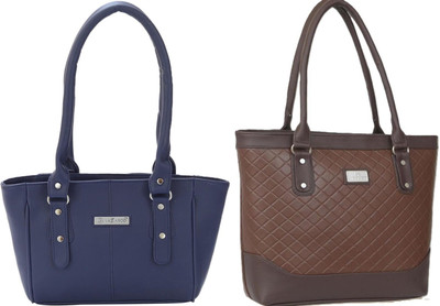 Lazzaroo Women Blue, Brown Shoulder Bag(Pack of: 2)