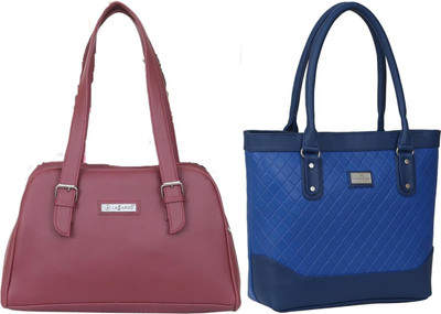 Lazzaroo Women Maroon, Blue Shoulder Bag(Pack of: 2)