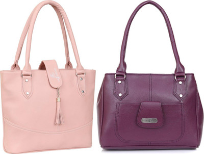 Lazzaroo Women Pink, Purple Shoulder Bag(Pack of: 2)