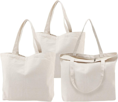 prageet Women White Tote(Pack of: 3)
