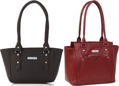 Lazzaroo Women Brown, Maroon Shoulder Bag(Pack of: 2)