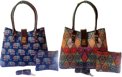 CRAFTWELL Women Multicolor Tote(Pack of: 2)