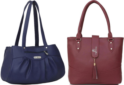 Lazzaroo Women Blue, Maroon Shoulder Bag(Pack of: 2)
