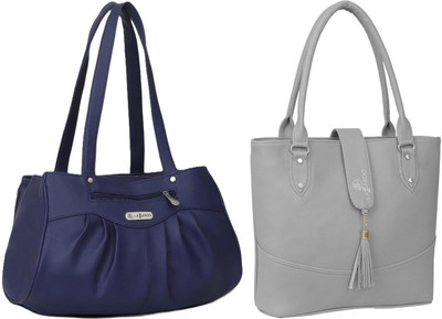 Lazzaroo Women Blue, Grey Shoulder Bag(Pack of: 2)