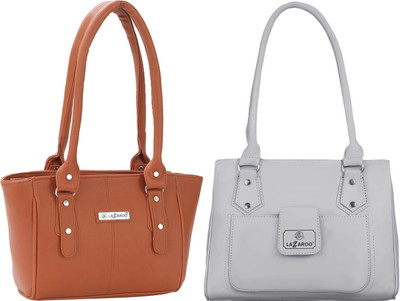 Lazzaroo Women Tan, Grey Shoulder Bag(Pack of: 2)