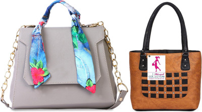 MSK Collection Women Grey, Tan Messenger Bag(Pack of: 2)