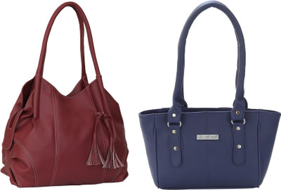 Lazzaroo Women Maroon, Blue Shoulder Bag(Pack of: 2)