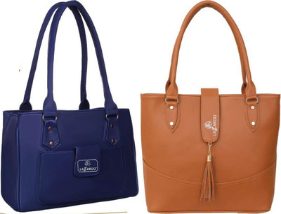 Lazzaroo Women Blue, Tan Shoulder Bag(Pack of: 2)