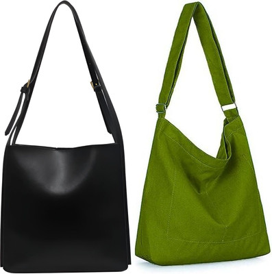 Trendycraft Women Green, Black Sling Bag(Pack of: 2)