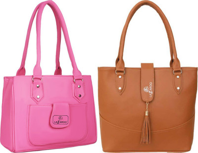 Lazzaroo Women Pink, Tan Shoulder Bag(Pack of: 2)
