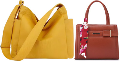 Trendycraft Women Yellow, Tan Shoulder Bag(Pack of: 2)